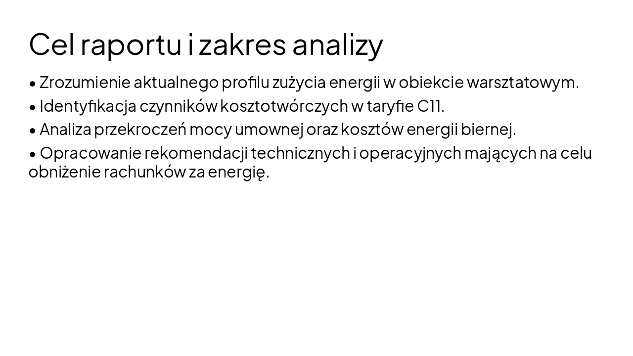 Slide 2 - Cel raportu i zakres analizy