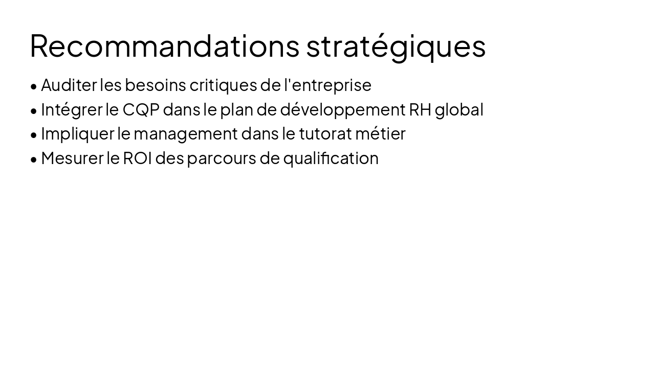 Slide 9 - Recommandations stratégiques