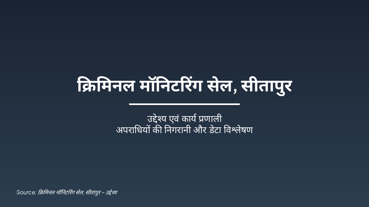 Sitapur Criminal Monitoring Cell: Objectives