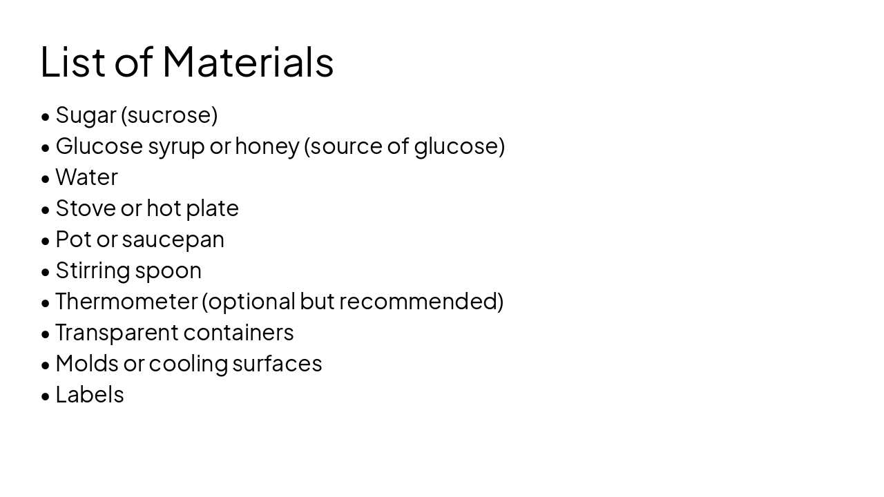 Slide 8 - List of Materials