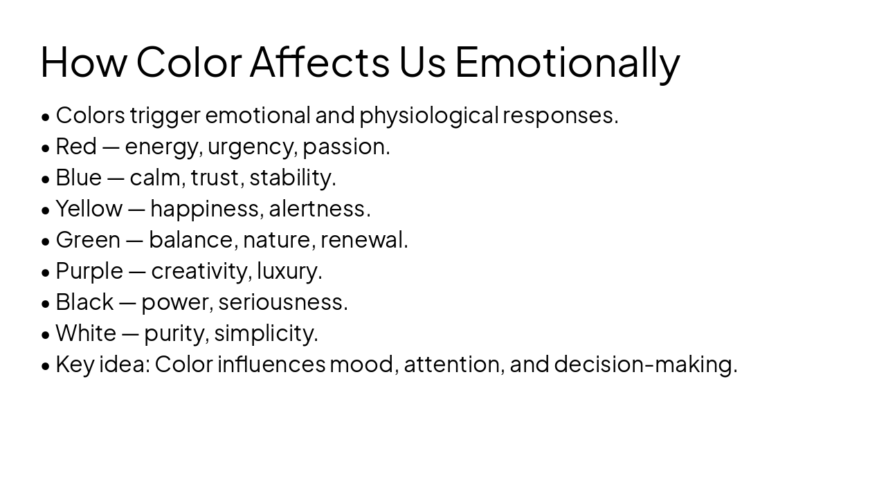 Slide 2 - How Color Affects Us Emotionally