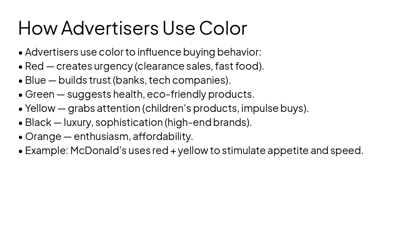 Slide 4 - How Advertisers Use Color