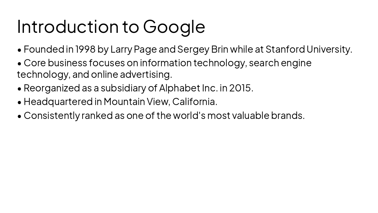 Slide 3 - Introduction to Google