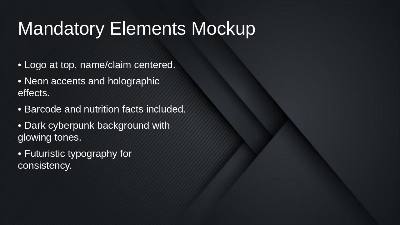 Slide 11 - Mandatory Elements Mockup
