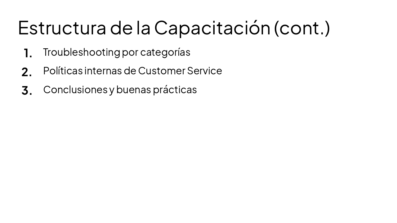 Slide 3 - Estructura de la Capacitación (cont.)