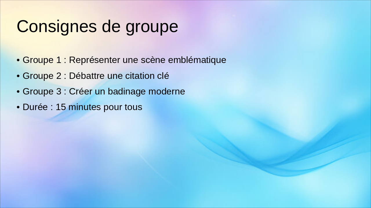 Slide 10 - Consignes de groupe