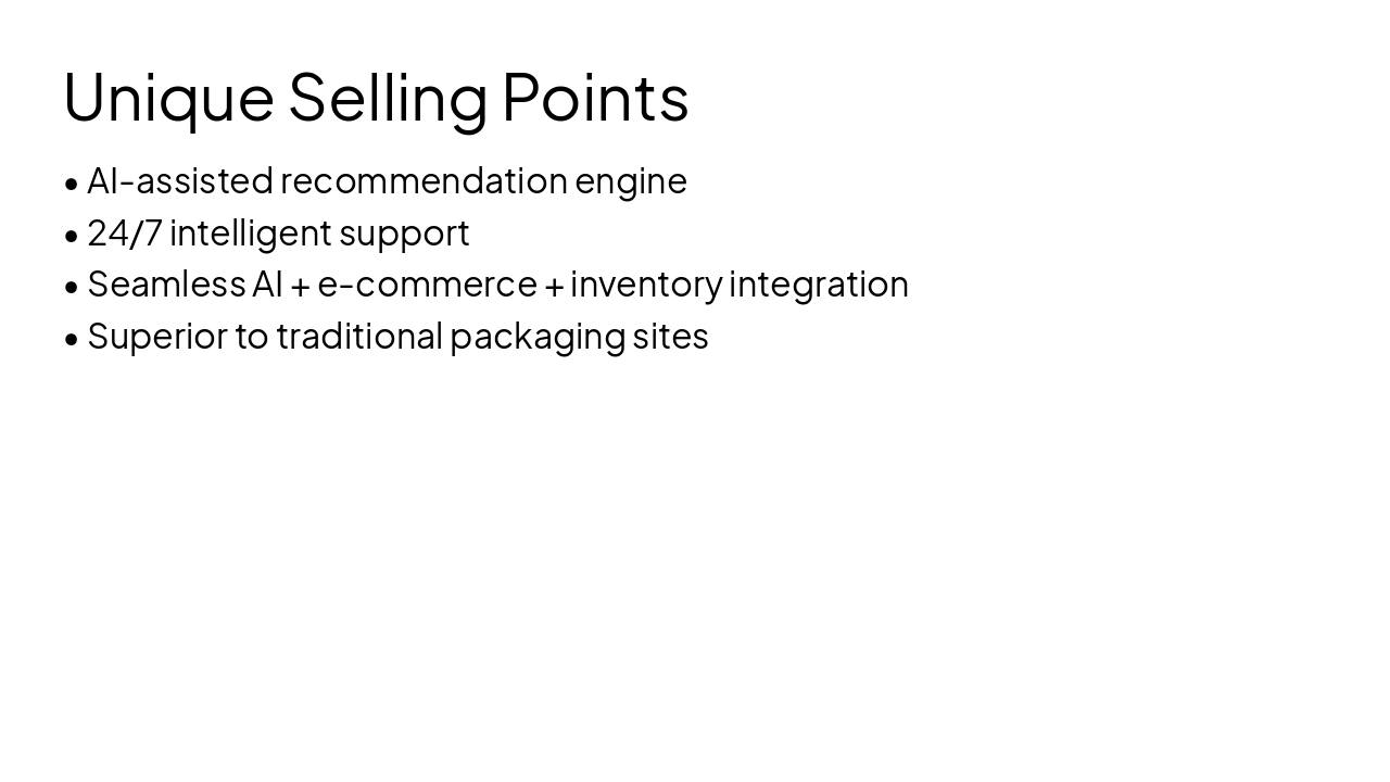 Slide 10 - Unique Selling Points