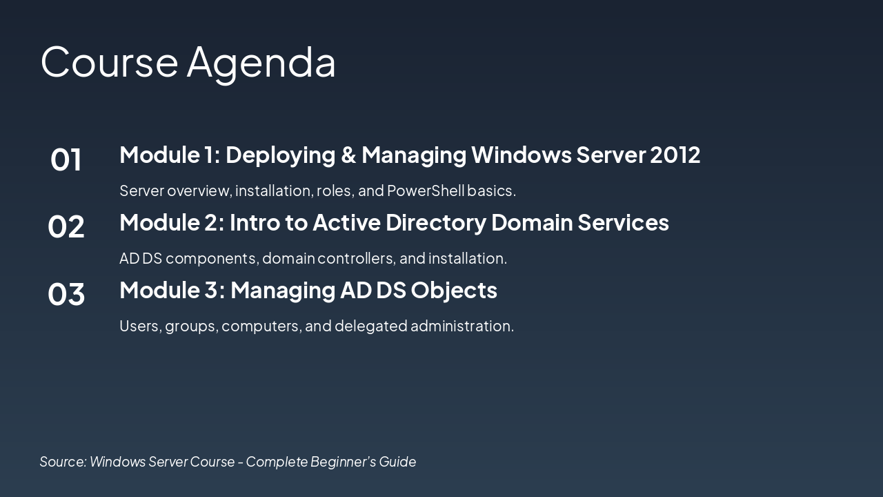 Slide 2 - Course Agenda
