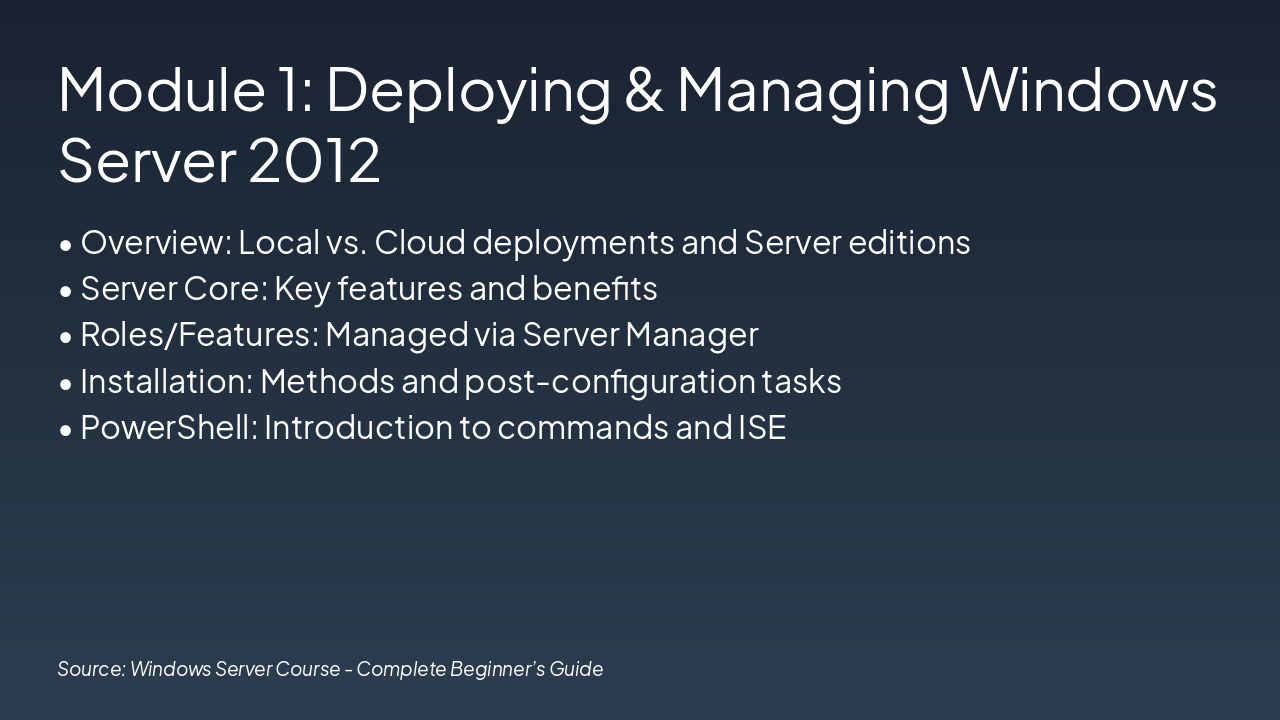 Slide 3 - Module 1: Deploying & Managing Windows Server 2012