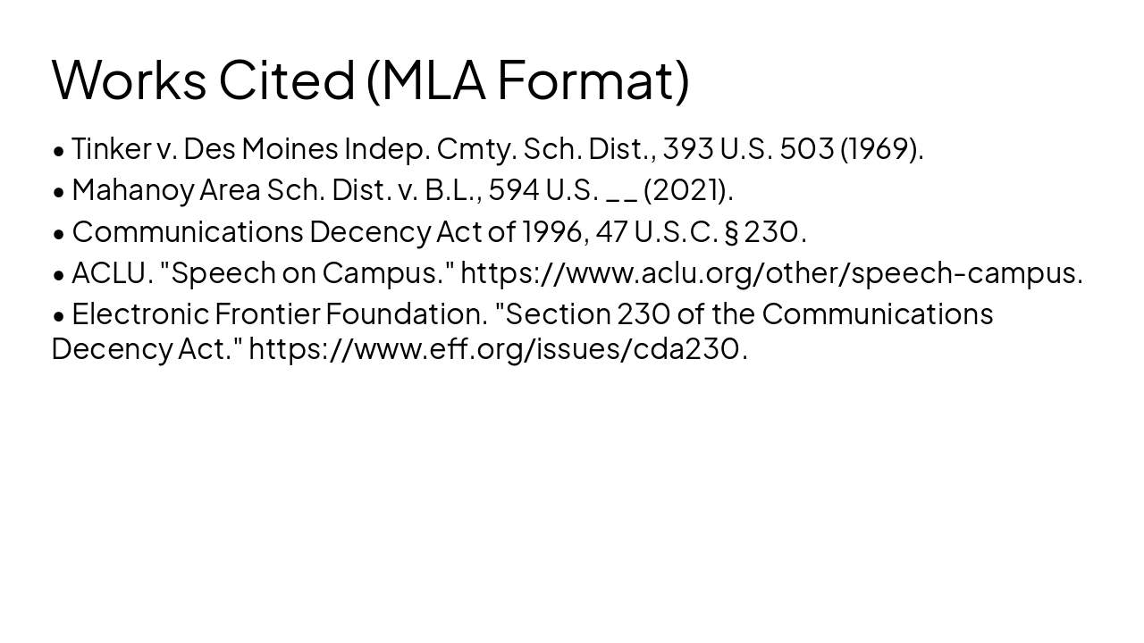 Slide 15 - Works Cited (MLA Format)