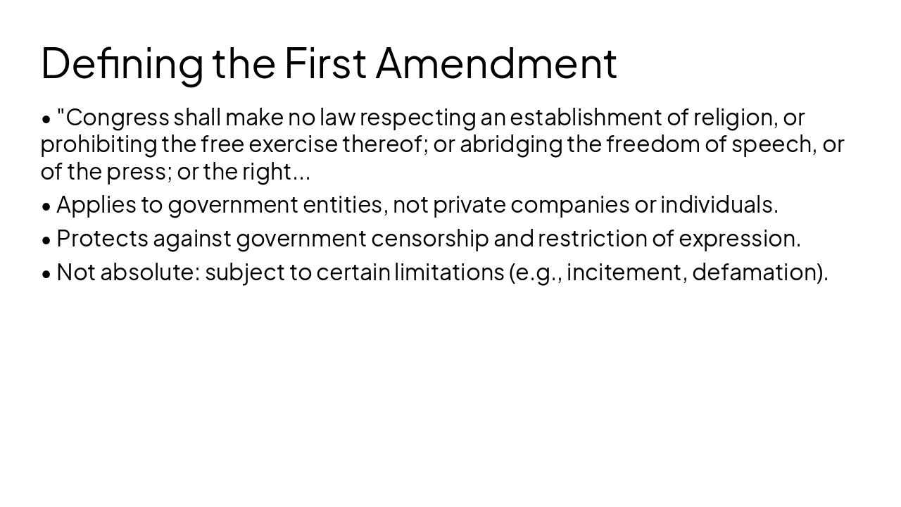 Slide 4 - Defining the First Amendment