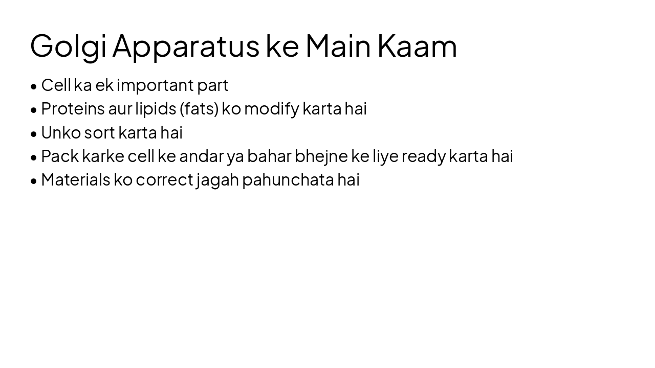 Slide 3 - Golgi Apparatus ke Main Kaam