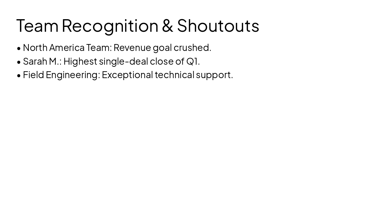 Slide 12 - Team Recognition & Shoutouts