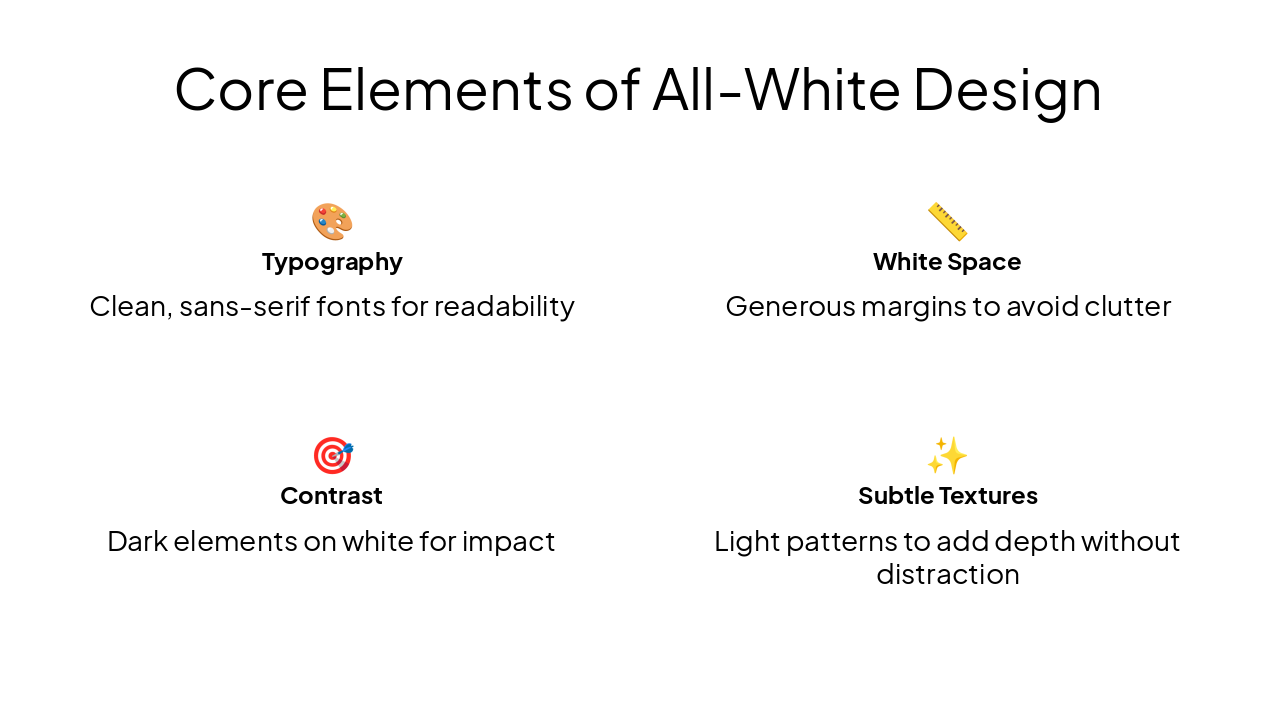 Slide 10 - Core Elements of All-White Design