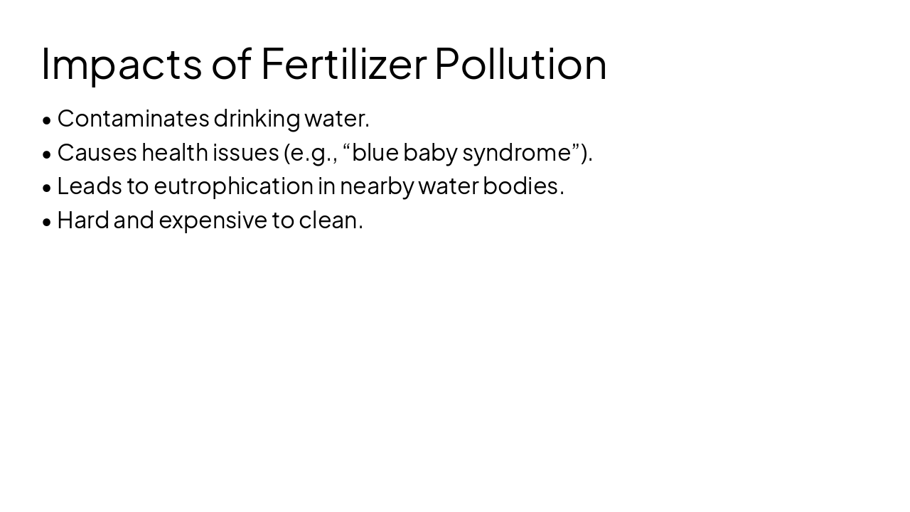 Slide 11 - Impacts of Fertilizer Pollution