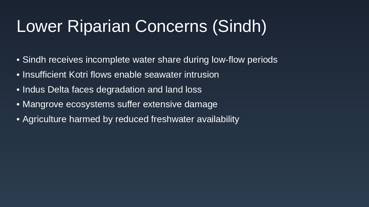 Slide 7 - Lower Riparian Concerns (Sindh)
