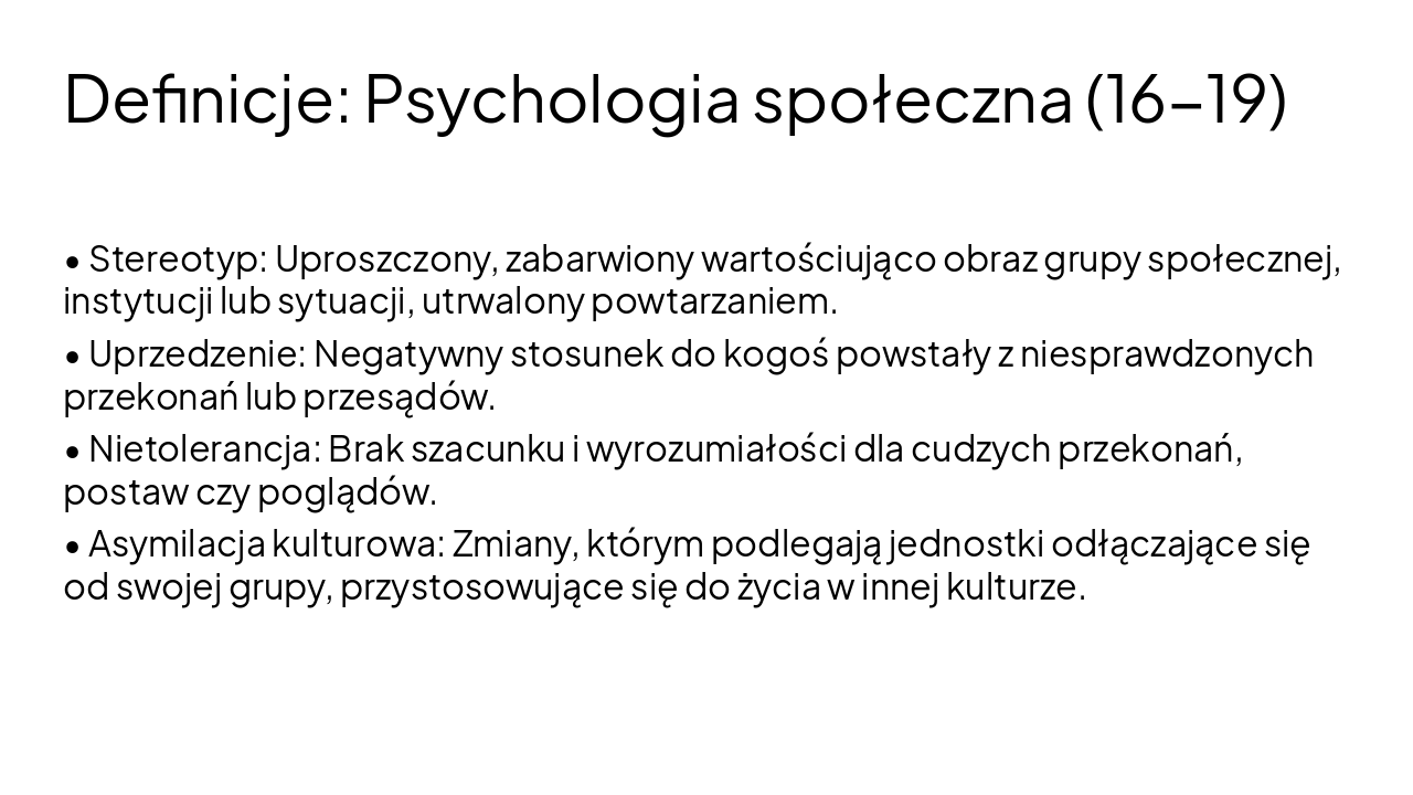 Slide 5 - Definicje: Psychologia społeczna (16-19)