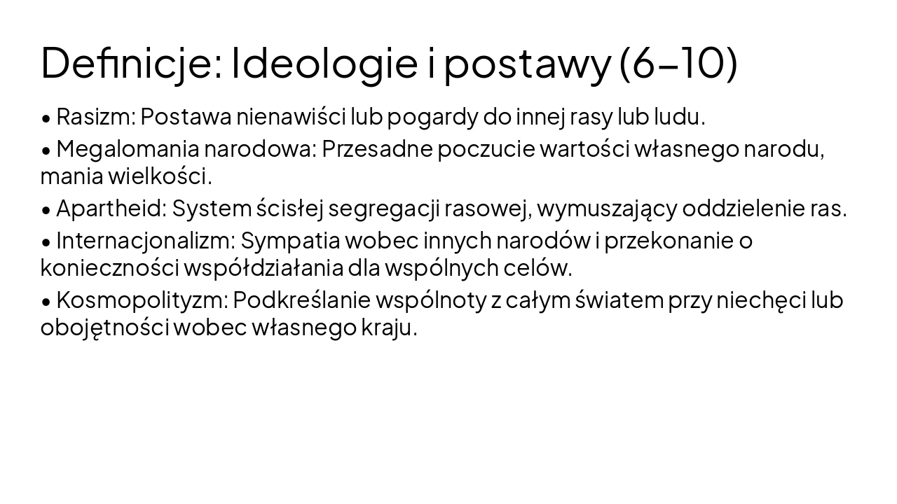 Slide 3 - Definicje: Ideologie i postawy (6-10)