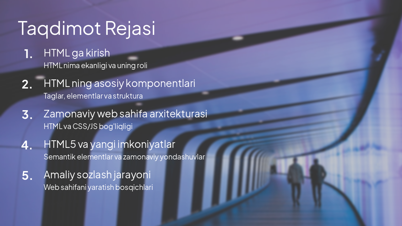 Slide 2 - Taqdimot Rejasi