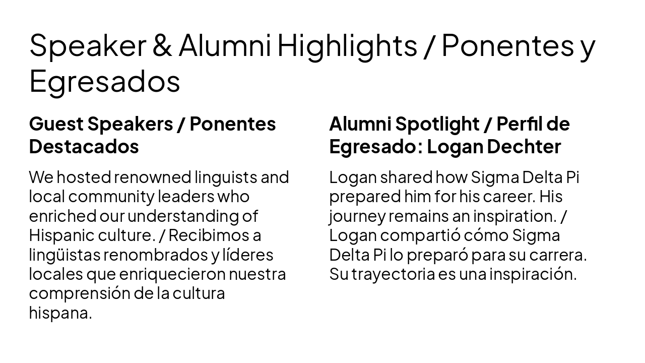 Slide 7 - Speaker & Alumni Highlights / Ponentes y Egresados