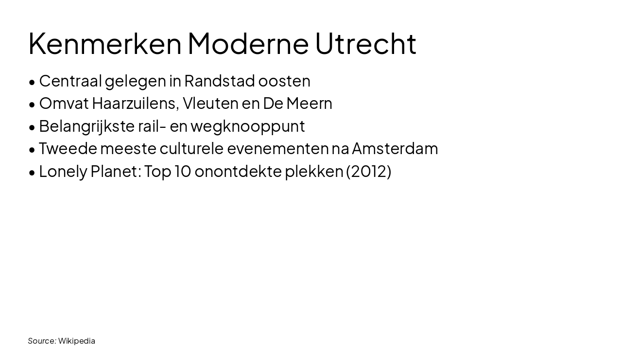 Slide 7 - Kenmerken Moderne Utrecht
