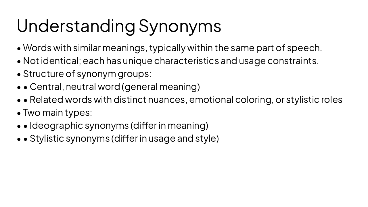 Slide 3 - Understanding Synonyms
