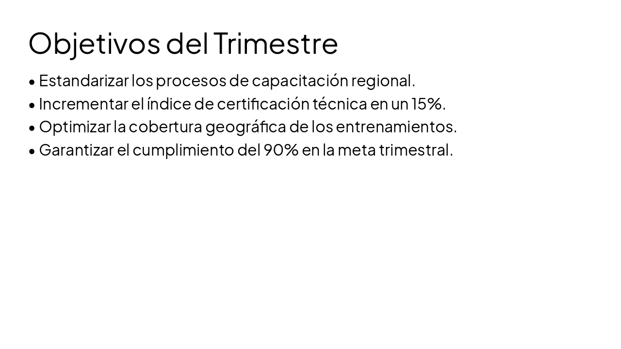 Slide 2 - Objetivos del Trimestre