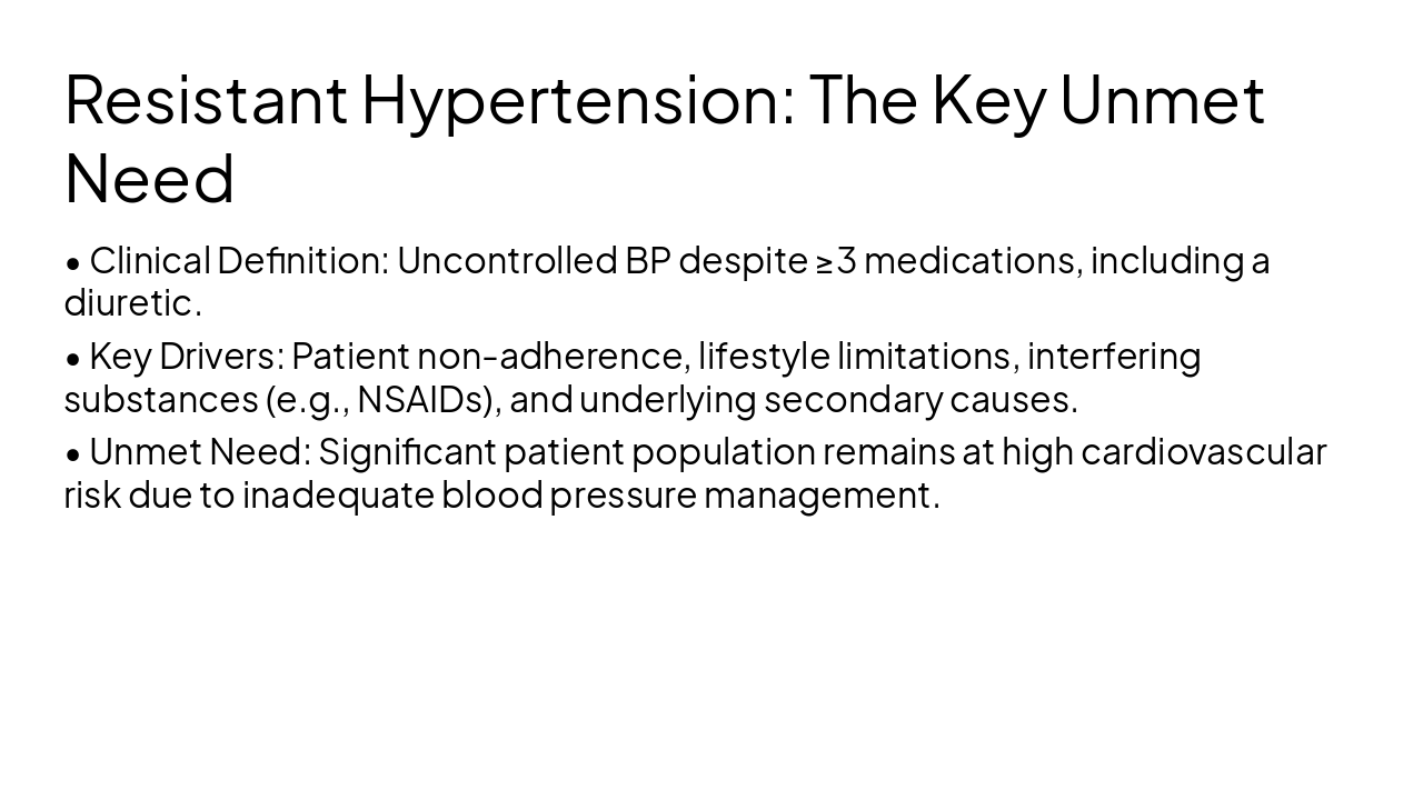 Slide 4 - Resistant Hypertension: The Key Unmet Need