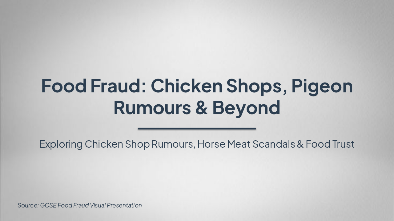 Slide 1 - Food Fraud: Chicken Shops, Pigeon Rumours & Beyond
