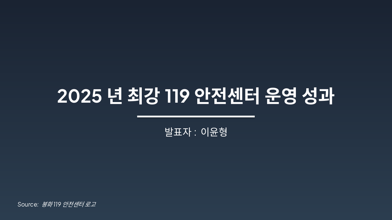Slide 1 - 2025년 최강119안전센터 운영 성과