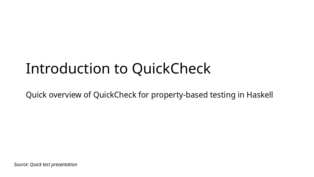 Introduction to QuickCheck Testing