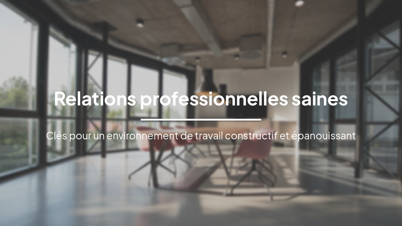 Relations Professionnelles Saines au Travail
