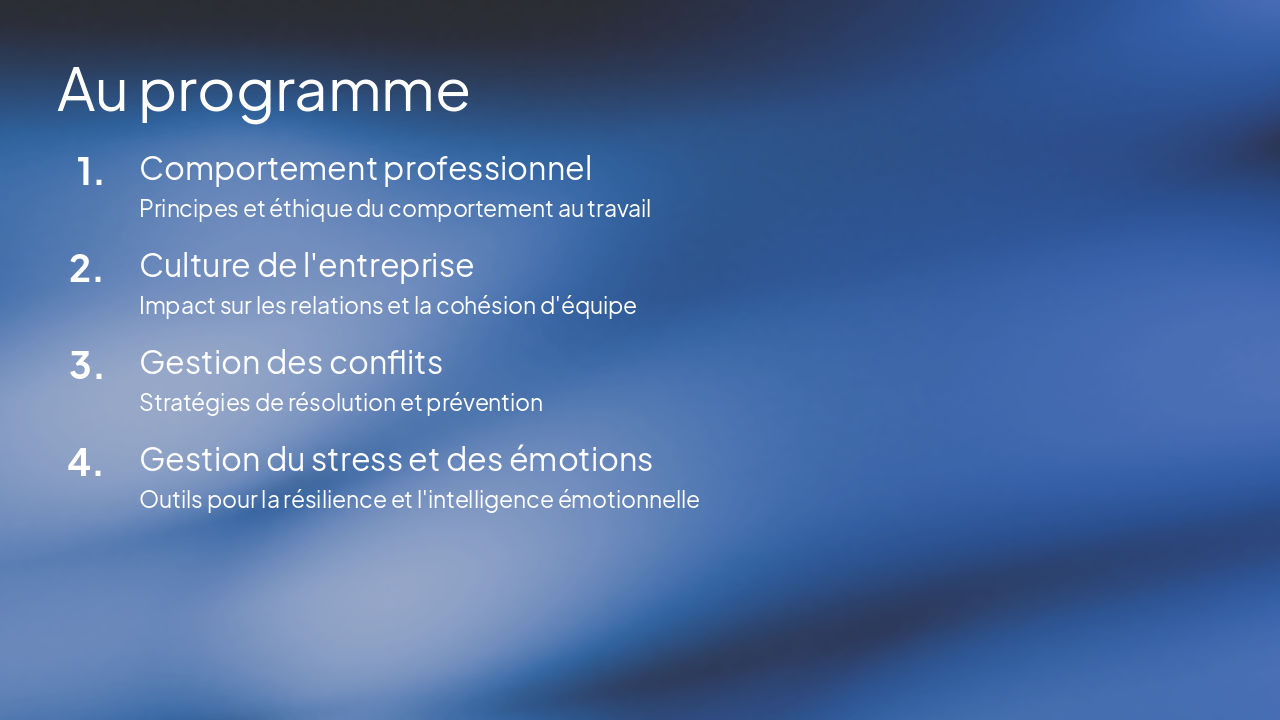 Slide 2 - Au programme