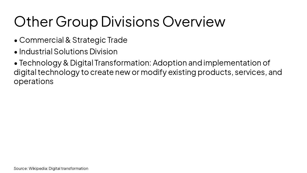Slide 8 - Other Group Divisions Overview