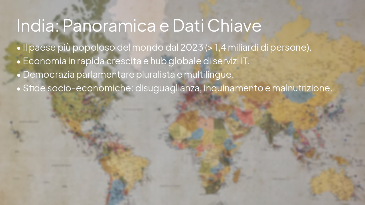 Slide 3 - India: Panoramica e Dati Chiave