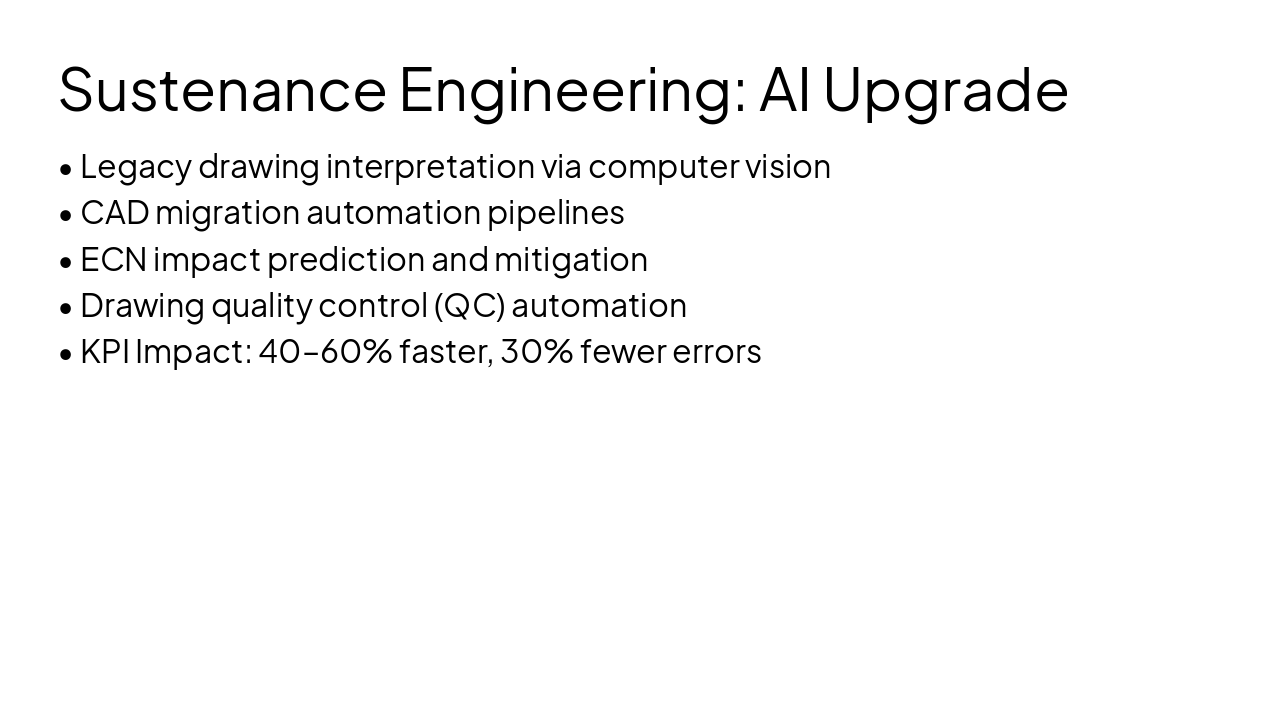 Slide 7 - Sustenance Engineering: AI Upgrade