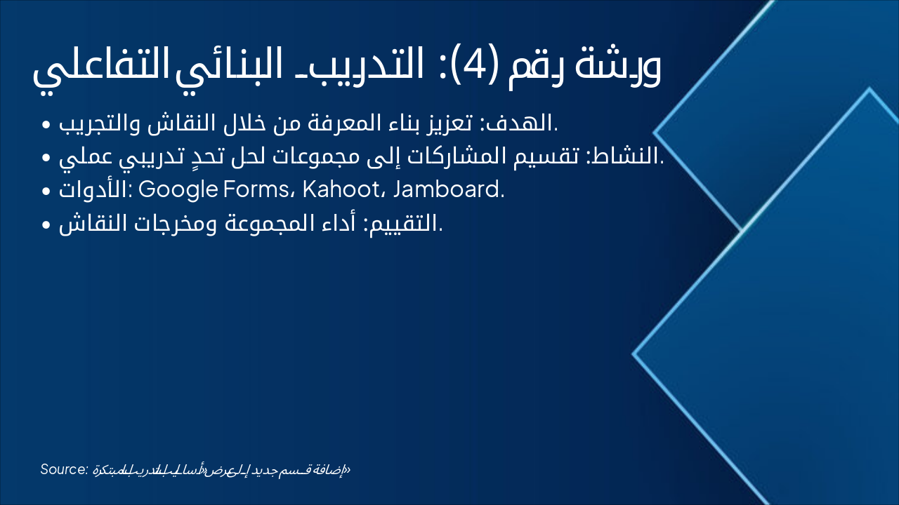 Slide 6 - ورشة رقم (4): التدريب البنائي التفاعلي