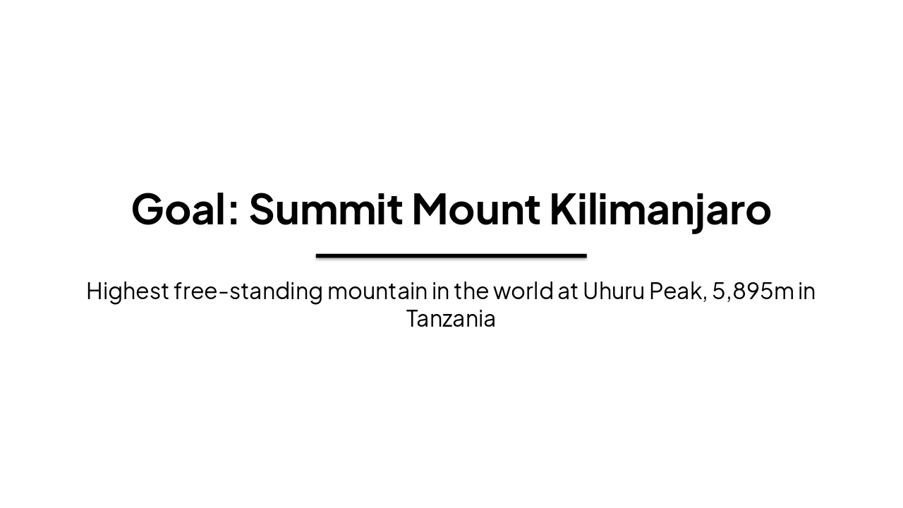 Slide 1 - Goal: Summit Mount Kilimanjaro