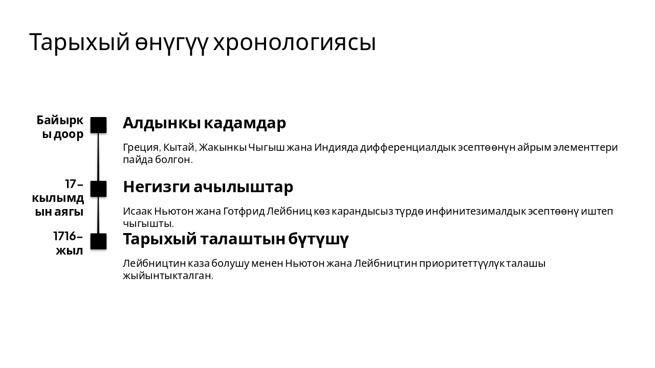 Slide 4 - Тарыхый өнүгүү хронологиясы