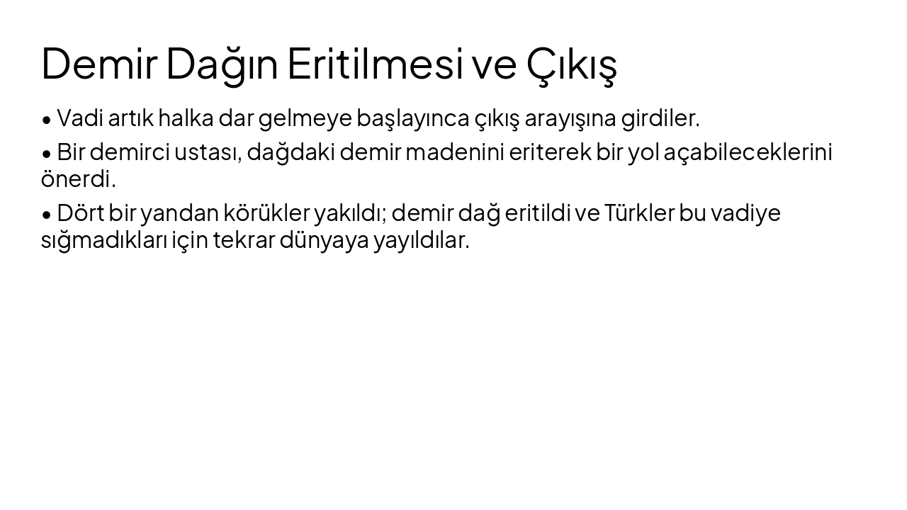 Slide 5 - Demir Dağın Eritilmesi ve Çıkış