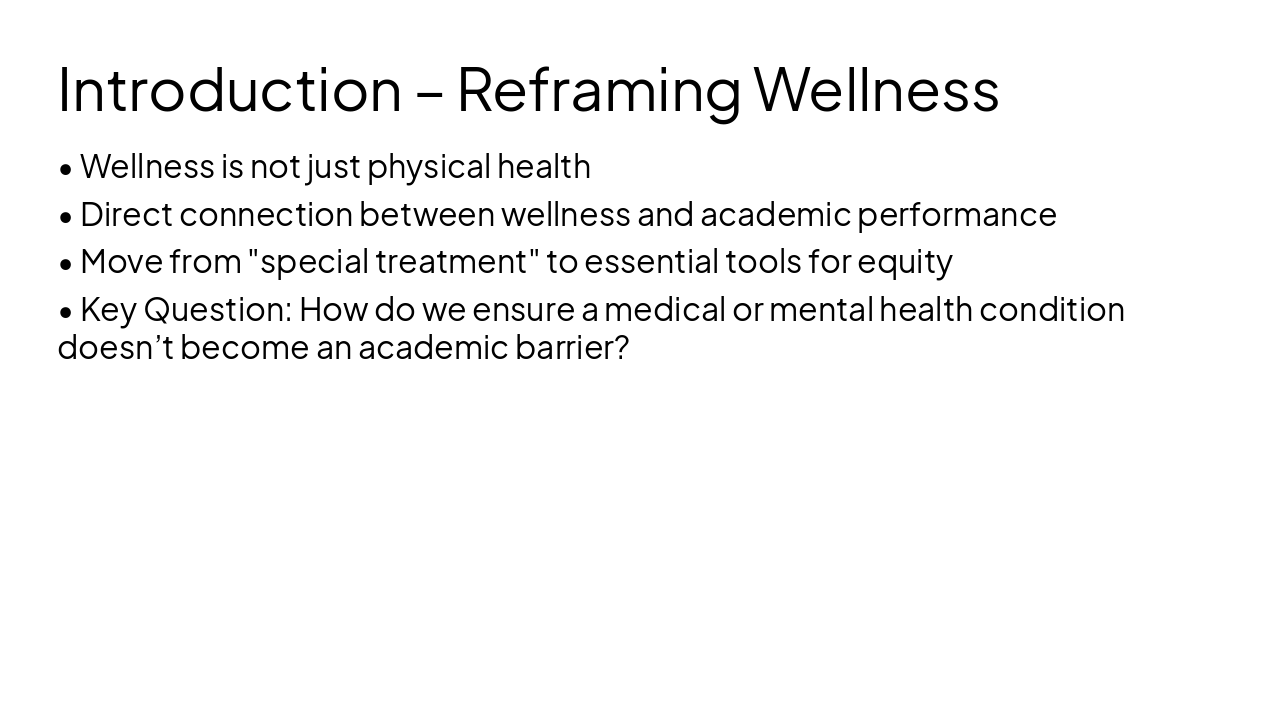 Slide 3 - Introduction – Reframing Wellness