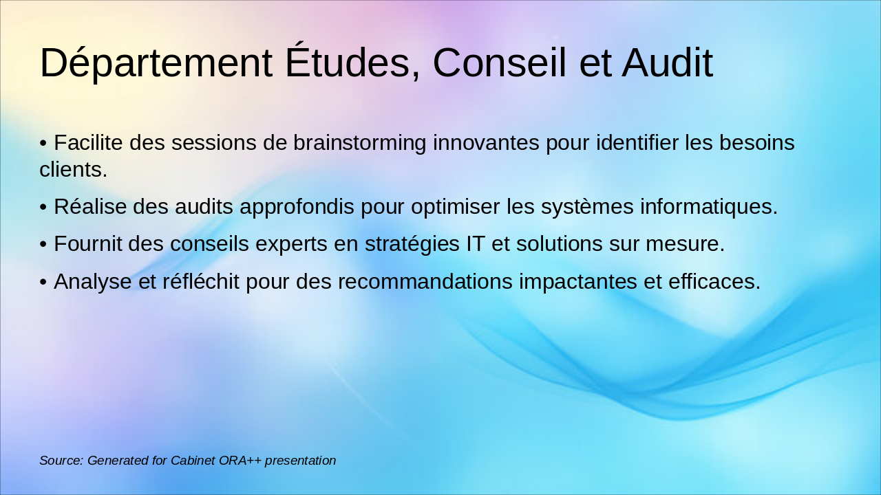 Slide 11 - Département Études, Conseil et Audit