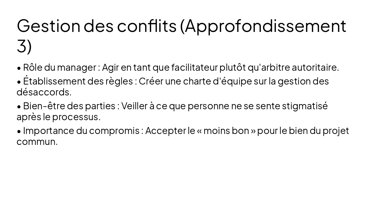 Slide 21 - Gestion des conflits (Approfondissement 3)