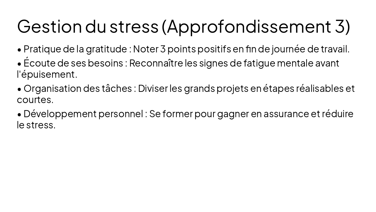 Slide 31 - Gestion du stress (Approfondissement 3)