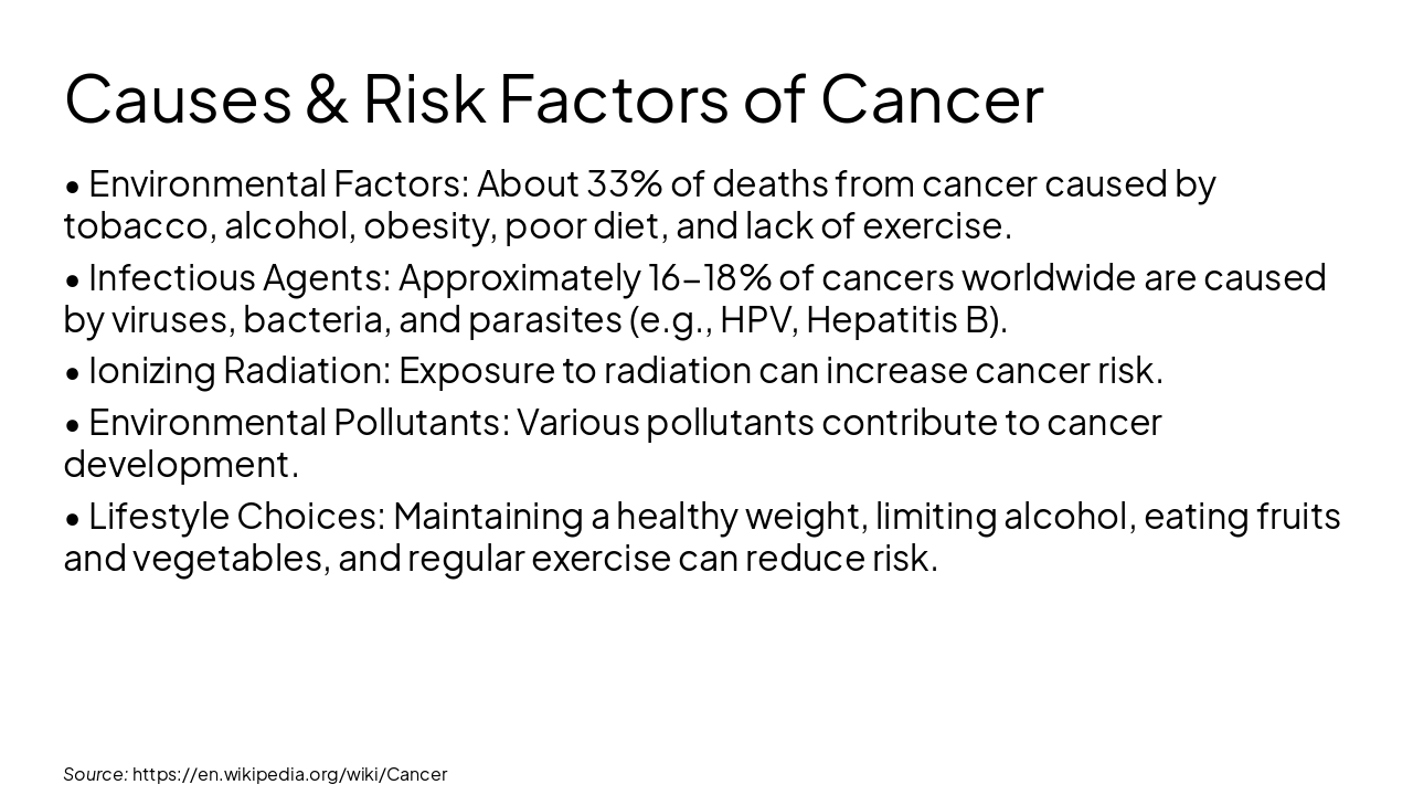 Slide 5 - Causes & Risk Factors of Cancer
