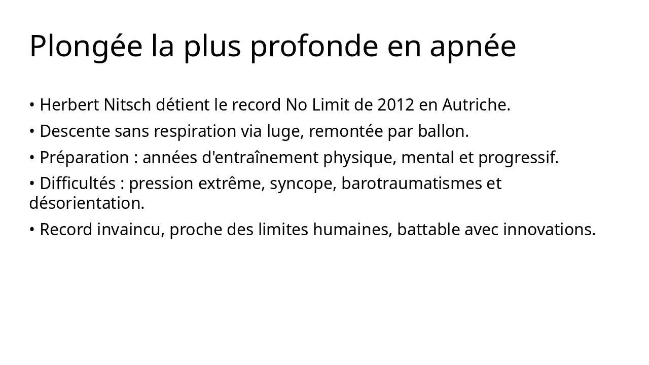 Slide 2 - Plongée la plus profonde en apnée