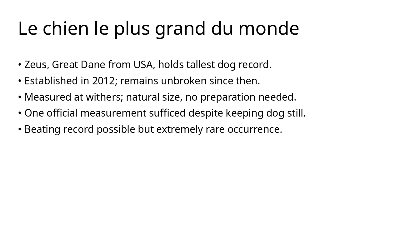 Slide 3 - Le chien le plus grand du monde