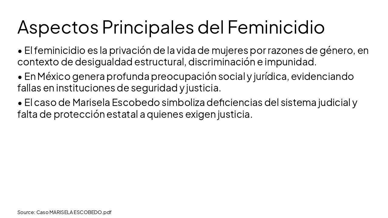 Slide 7 - Aspectos Principales del Feminicidio
