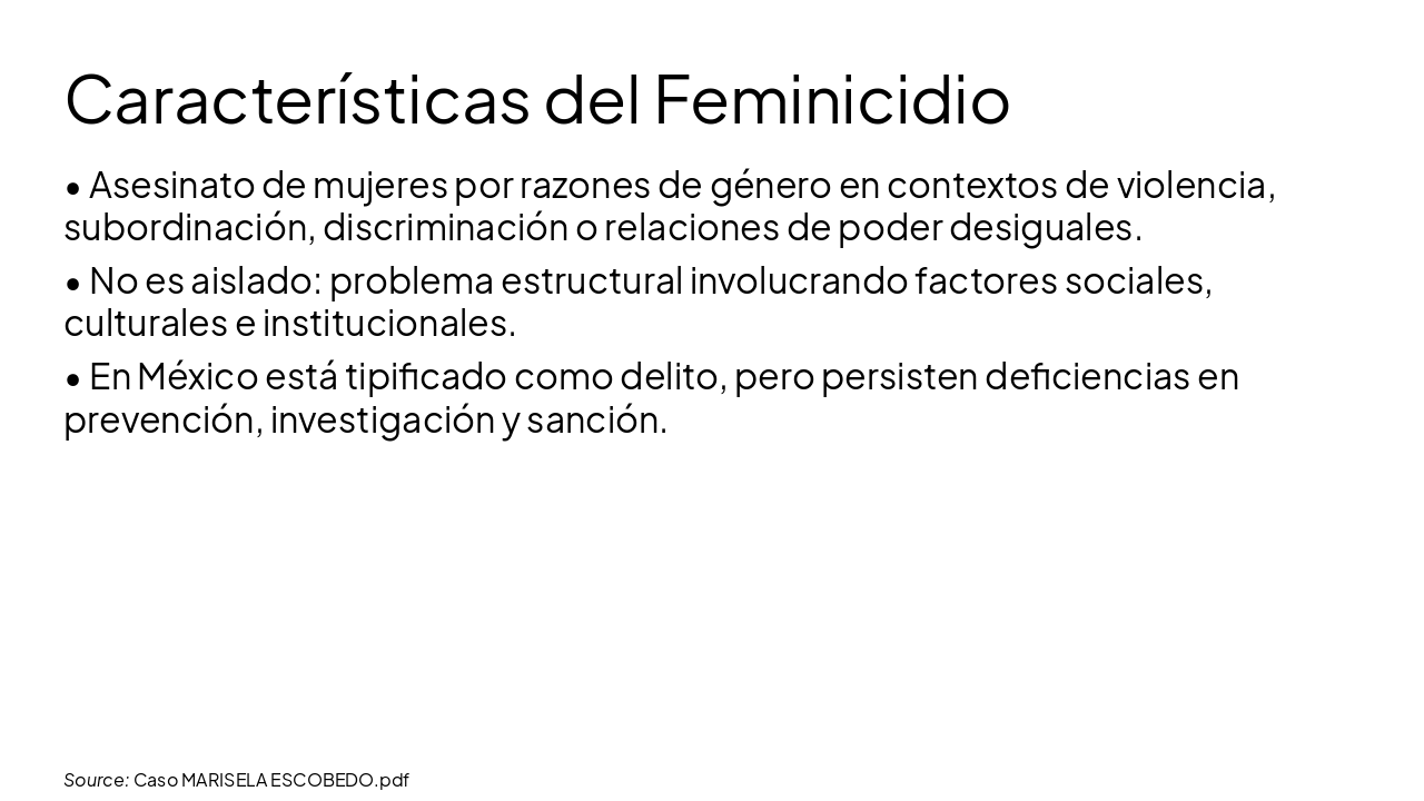 Slide 11 - Características del Feminicidio