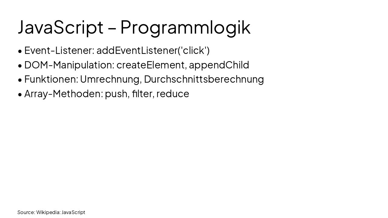 Slide 8 - JavaScript – Programmlogik
